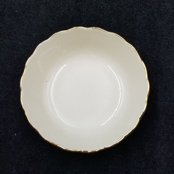 Vintage Lenox Round Bowl Dish Embossed Rose Blossom Ivory Cream Gold Candy Nut - Picture 5 of 5